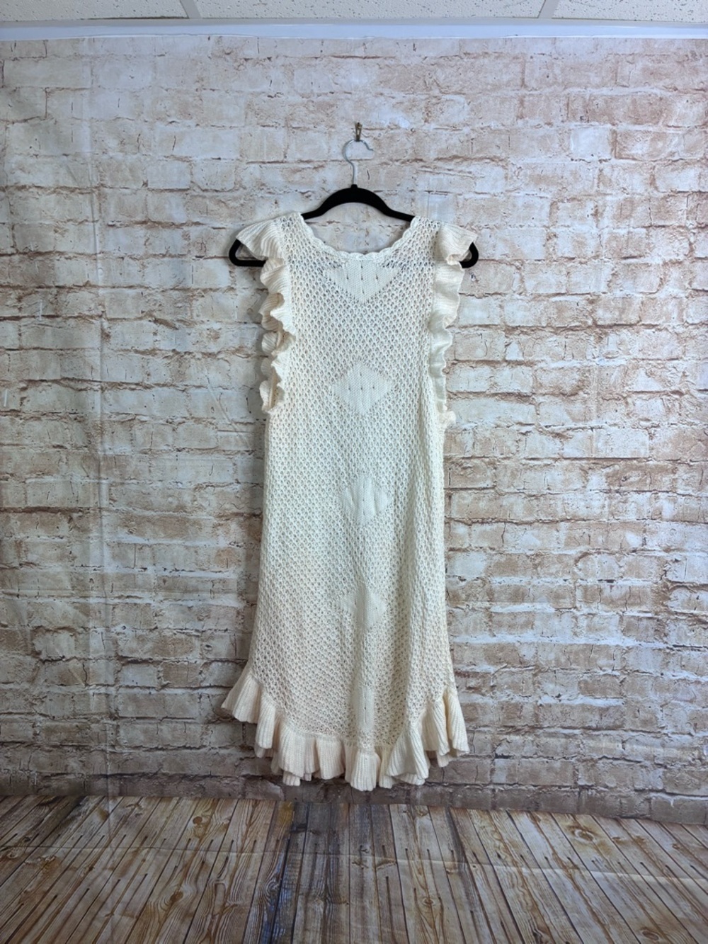 Free People Mykonos Crochet Mini Dress in Moonglow Size Large - Picture 6 of 7